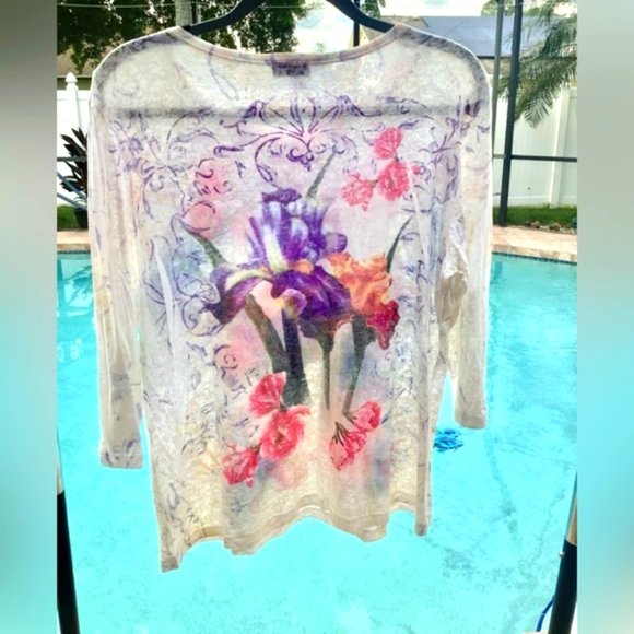 CACTUS shirt 3/4 sleeve pretty sheer light weight nice colors XL looks … - Picture 2 of 6